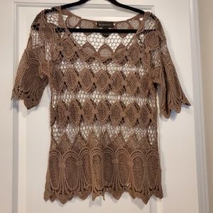 INC taupe crochet top- PETITE